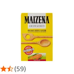 Confezione di Maizena, amido di mais, per dolci soffici e leggeri. Ideale anche per salse e minestre. Senza glutine.