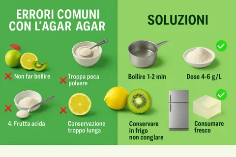 Guida su **agar agar come si usa**: evita di non farlo bollire, usa la dose giusta e conserva in frigo per un risultato perfetto.