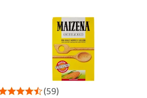 Confezione di Maizena, amido di mais, per dolci soffici e leggeri. Ideale anche per salse e minestre. Senza glutine.