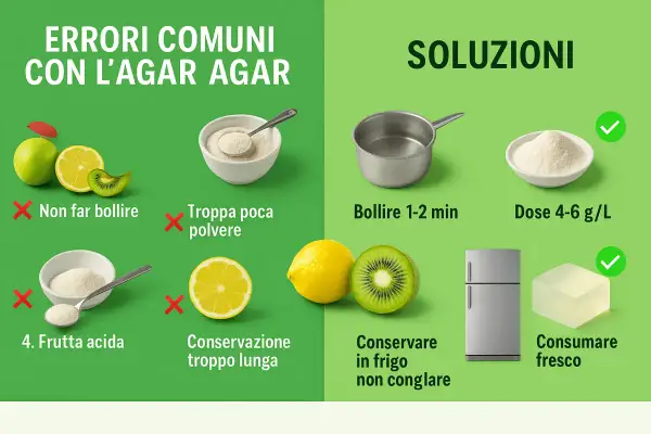 Guida su **agar agar come si usa**: evita di non farlo bollire, usa la dose giusta e conserva in frigo per un risultato perfetto.